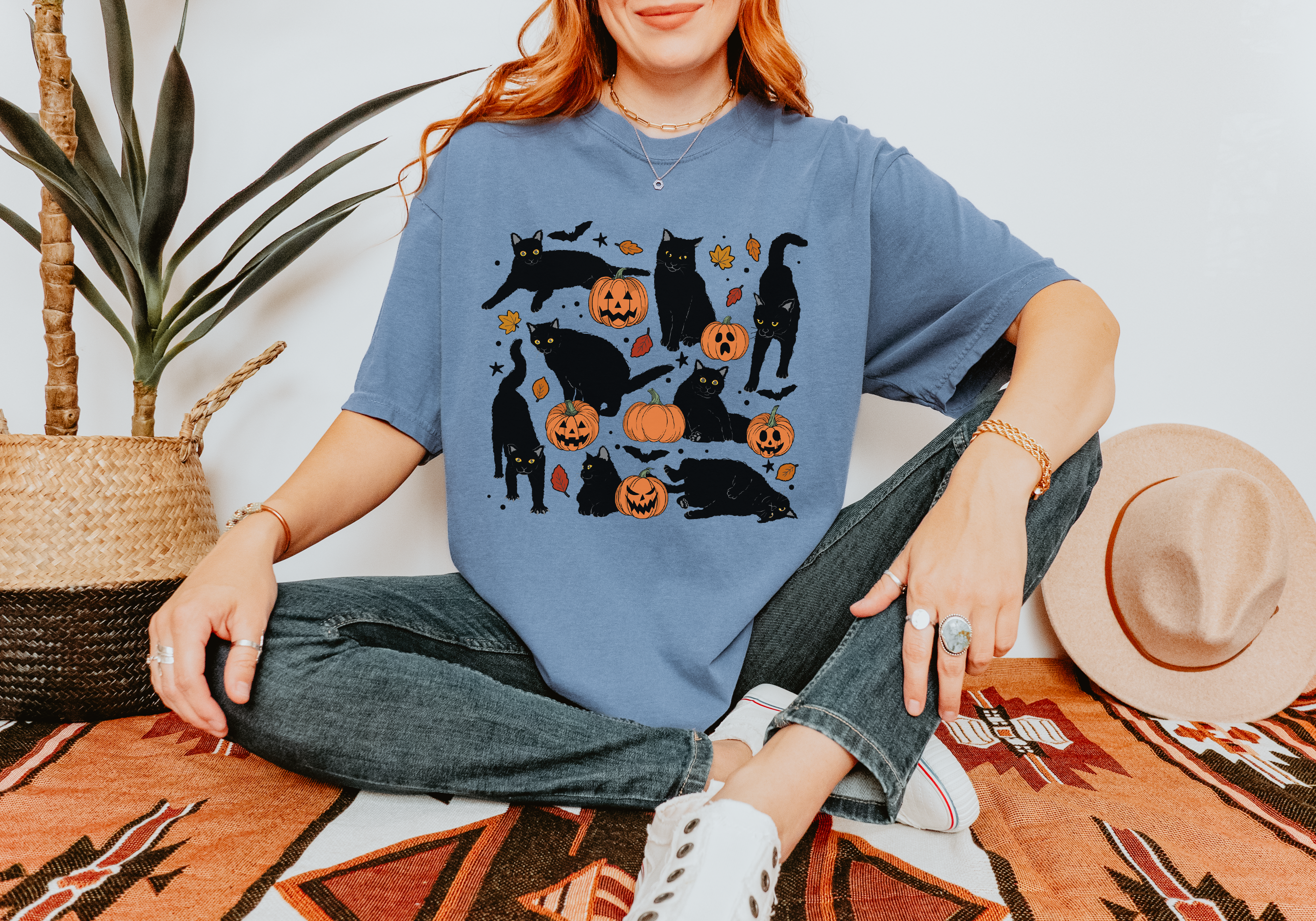 Black Cats and Pumpkins Tee
