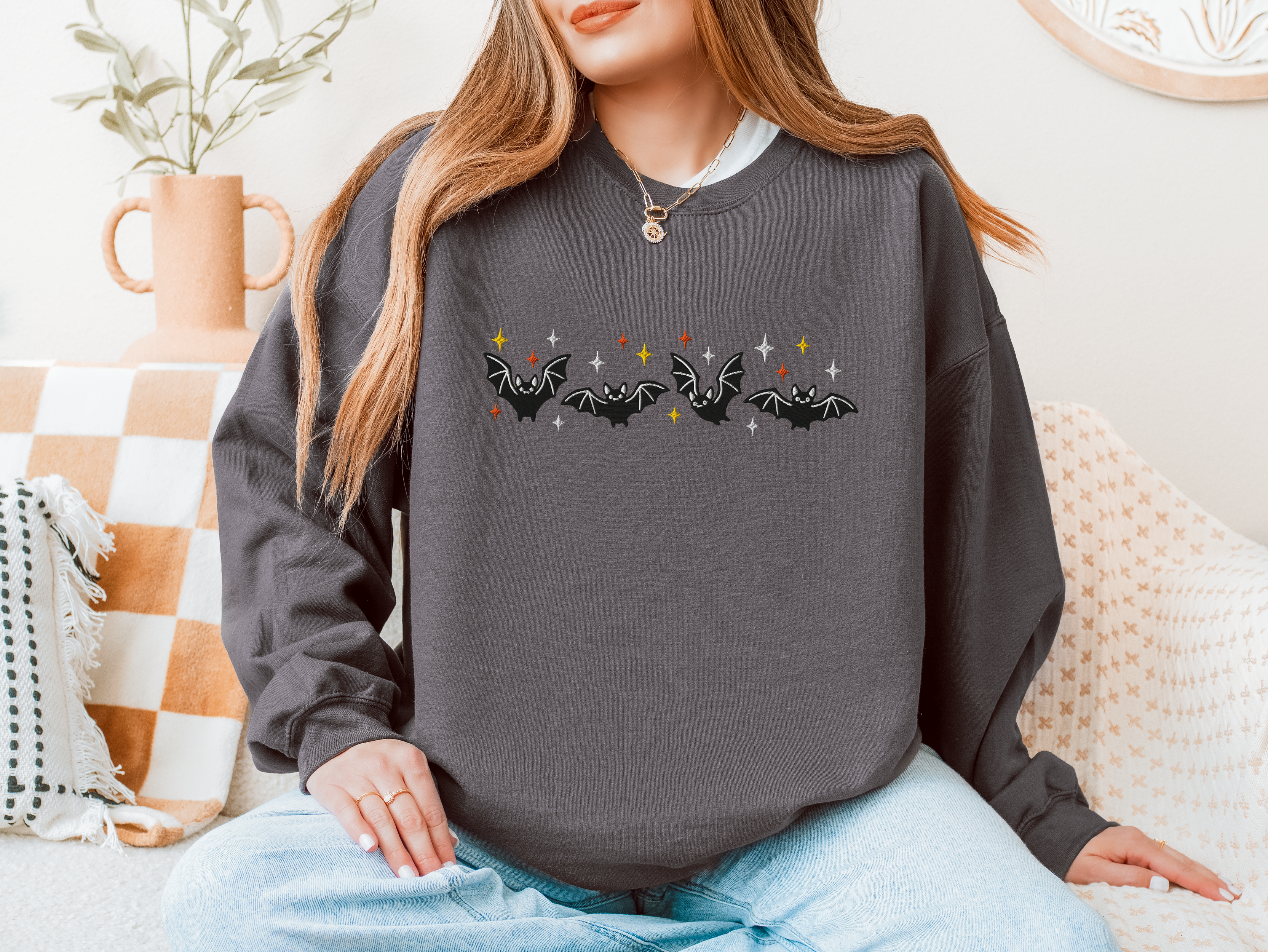 Embroidered Bats Sweatshirt