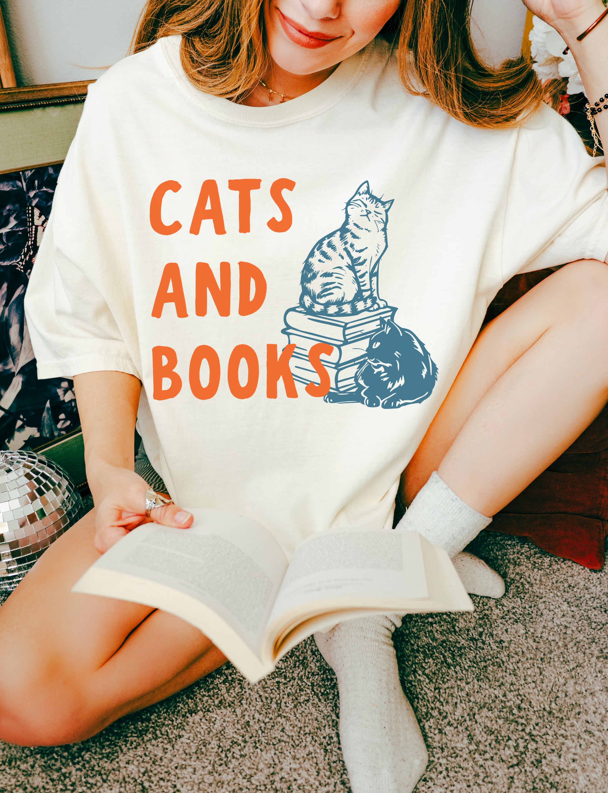 Cats and Books Tee