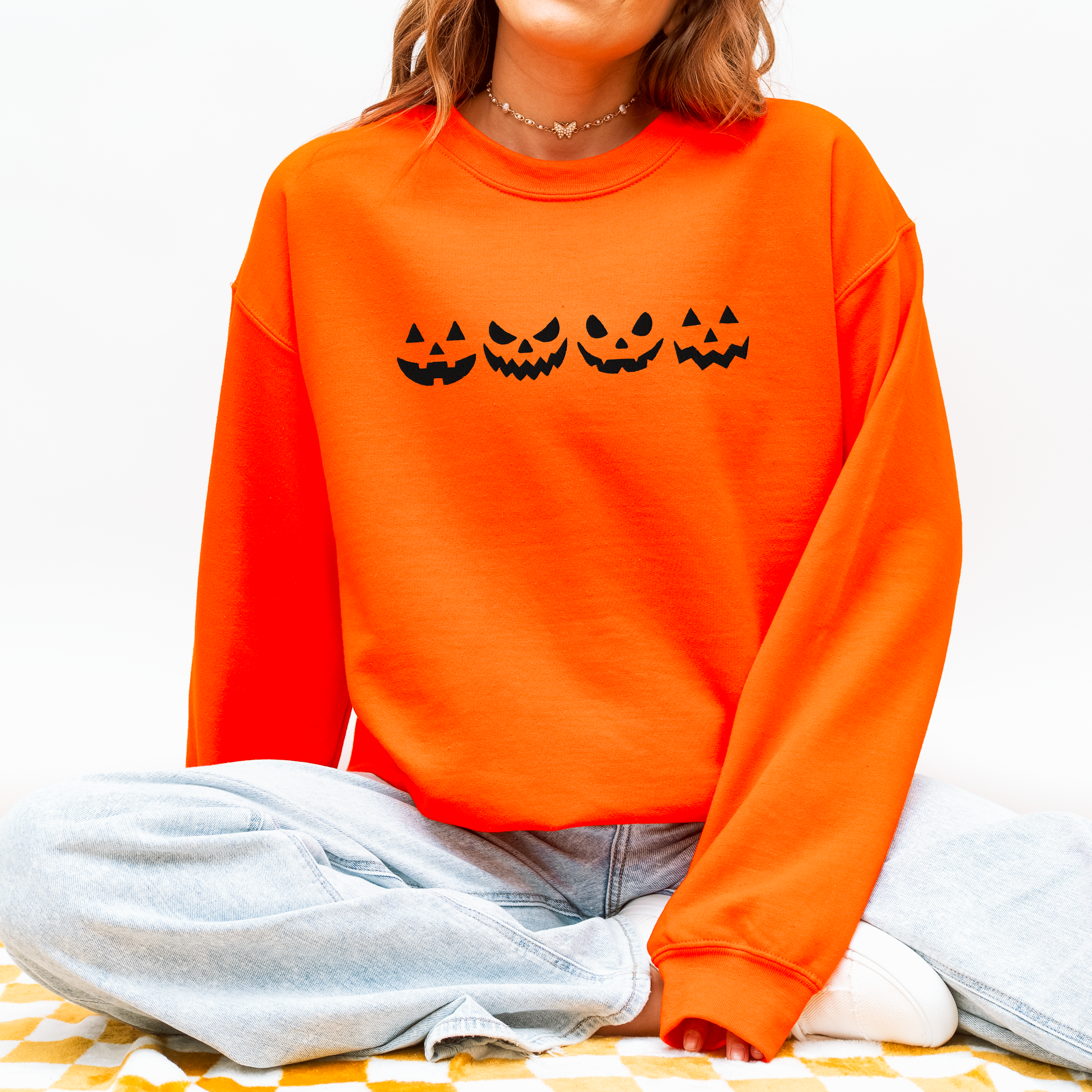 Embroidered Jack O Lanterns Sweatshirt