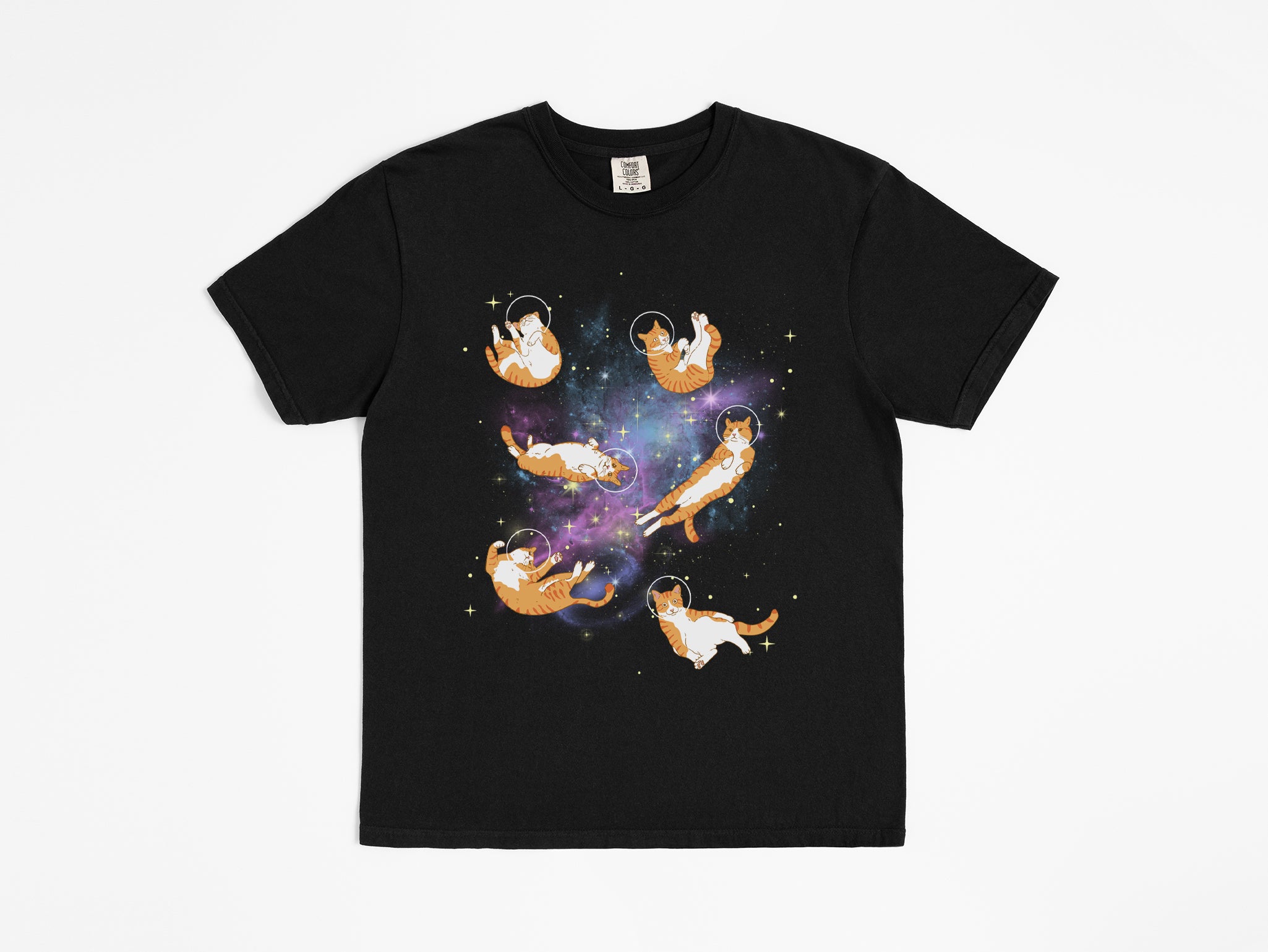 Orange Tabby Cats in Space Tee