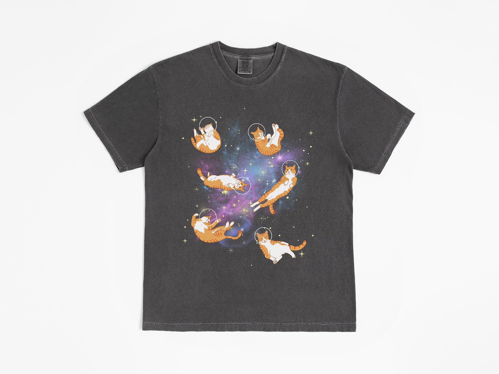 Orange Tabby Cats in Space Tee