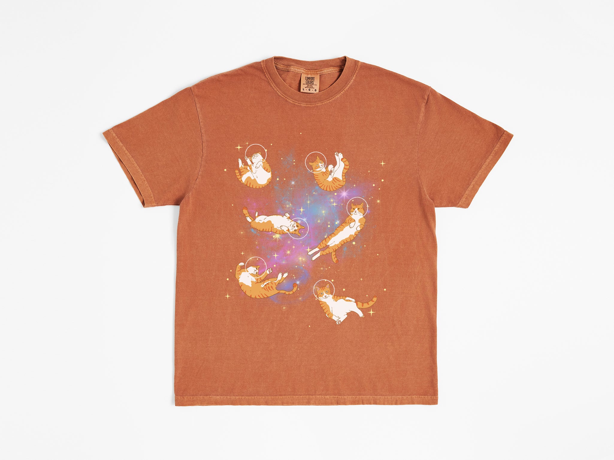 Orange Tabby Cats in Space Tee
