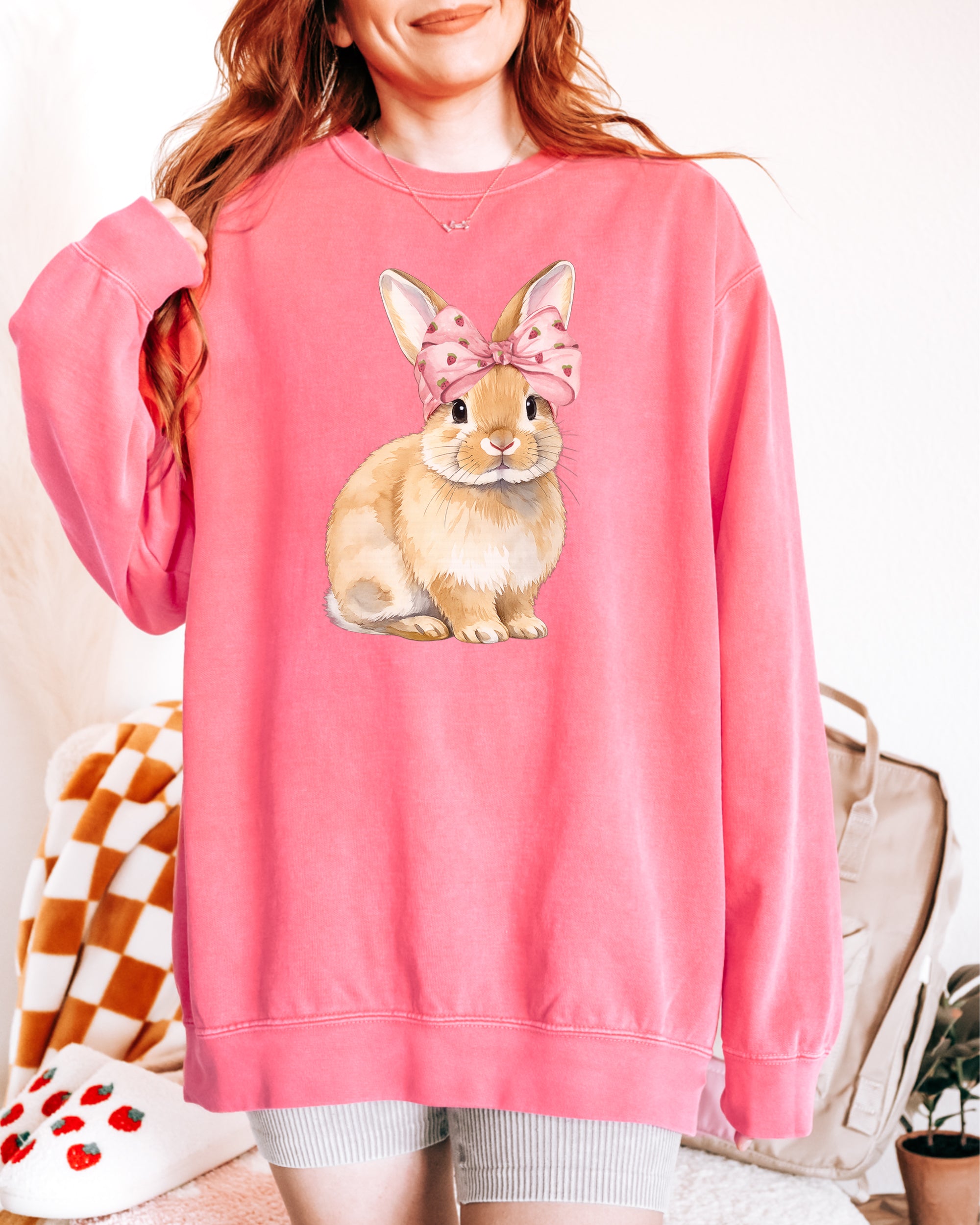 Strawberry Bunny Easter Sweatshirt