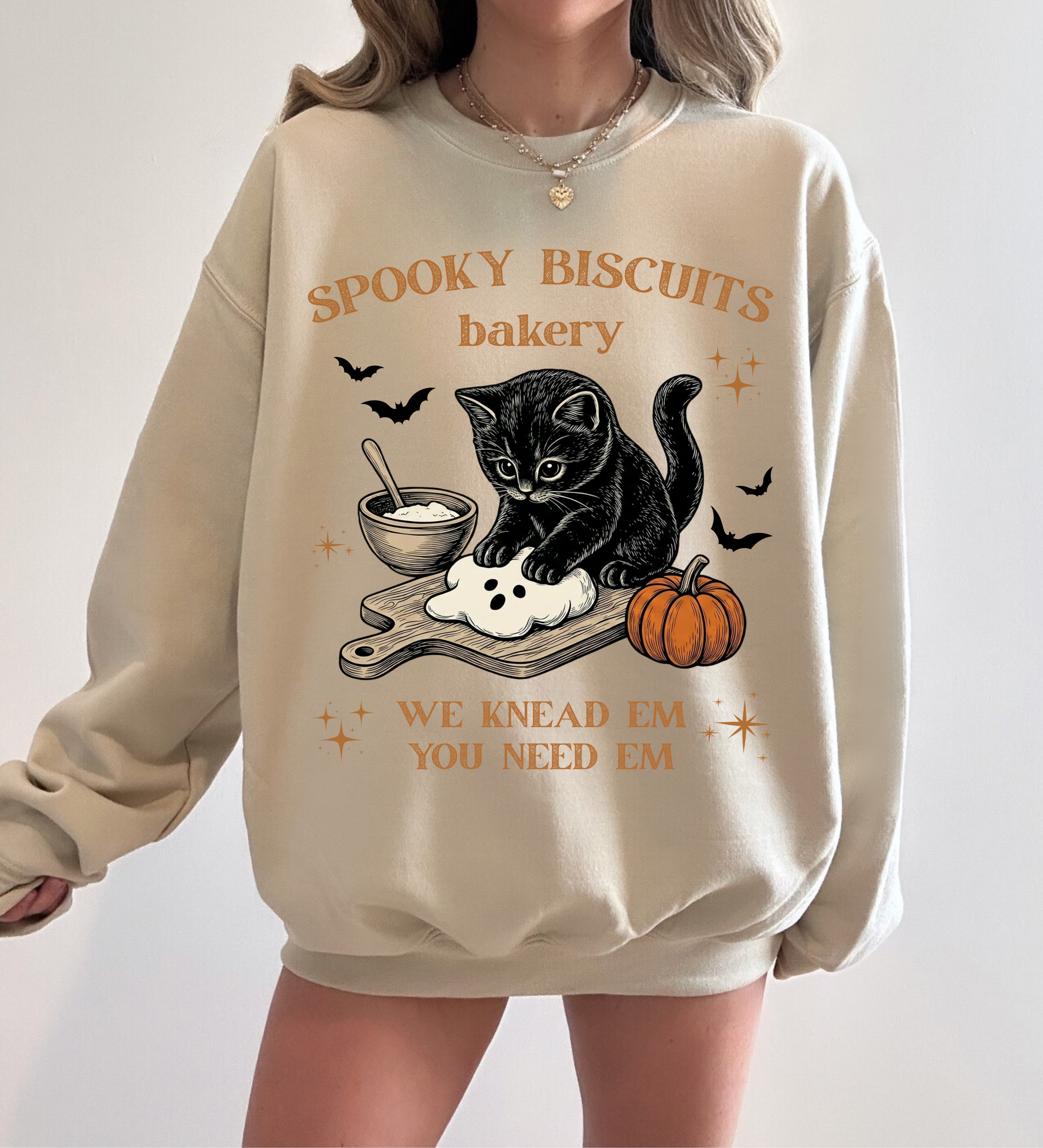 Spooky Biscuits Bakery Cat Sweatshirt